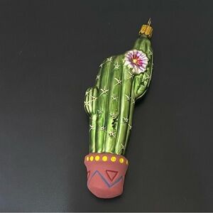 Vintage Handblown Mercury Glass Potted Cactus Christmas Tree Ornament Germany